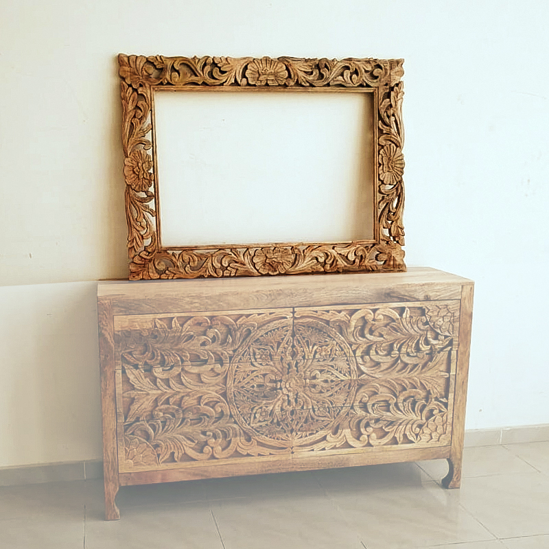 Moorni Wooden Carved Design Mirror Frame