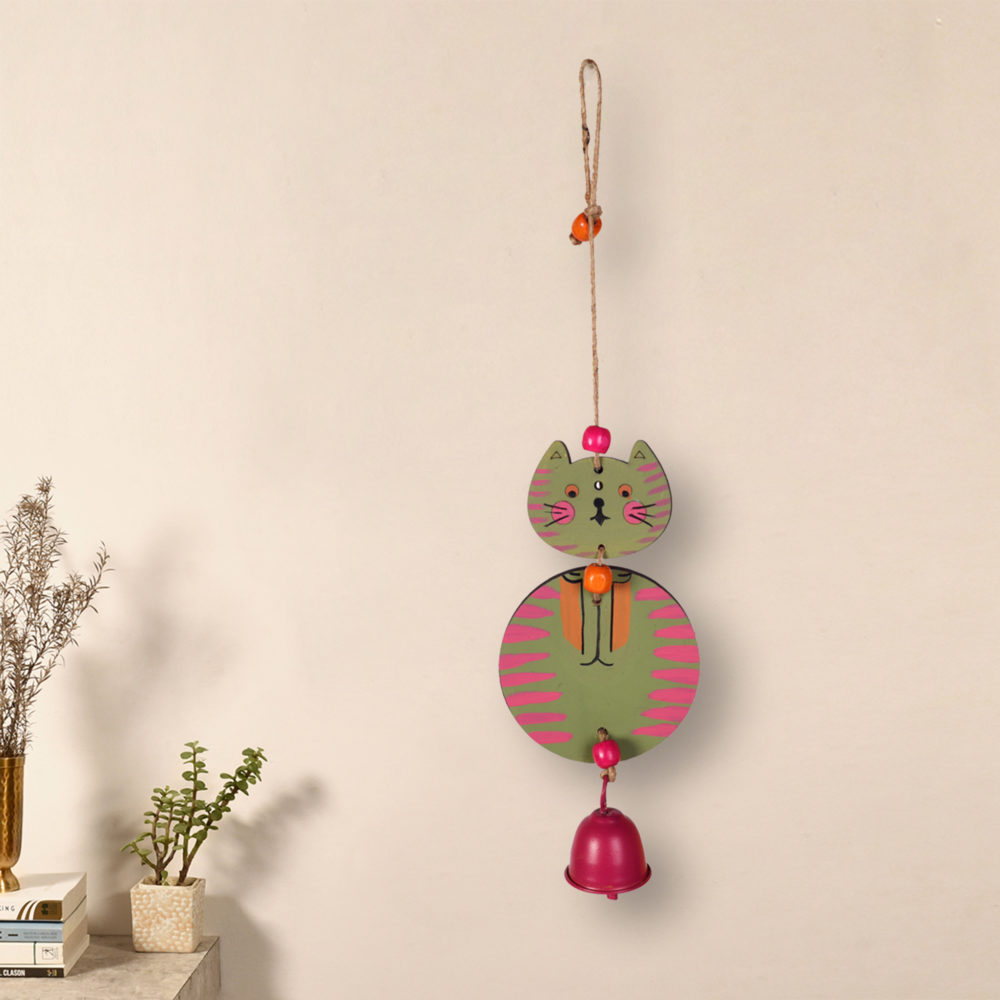 Moorni Hello Kitty Wind Chime in Olive Green (14x4)