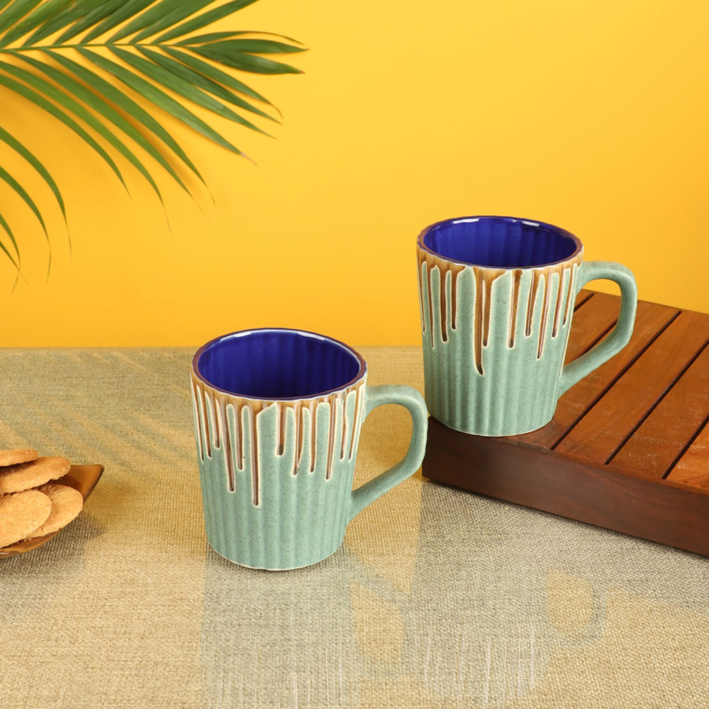 Moorni Turquoise Drip Mugs Set of 2