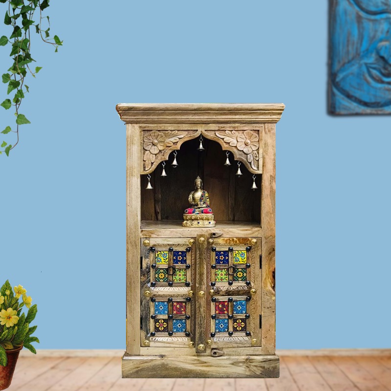 Moorni Medium Size Wooden Temple with Tiles MN-00T-010