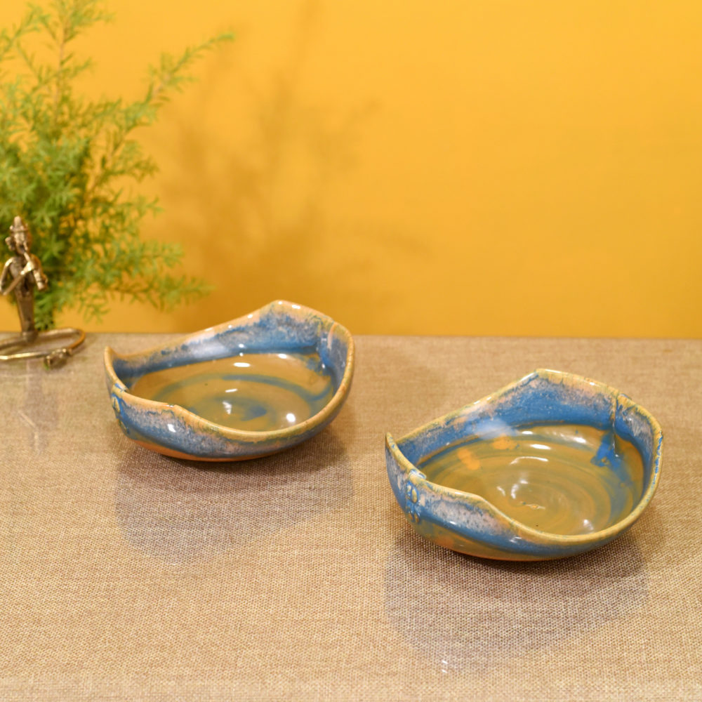 Moorni Turquoise Cutting Serving Bowls Set of 2