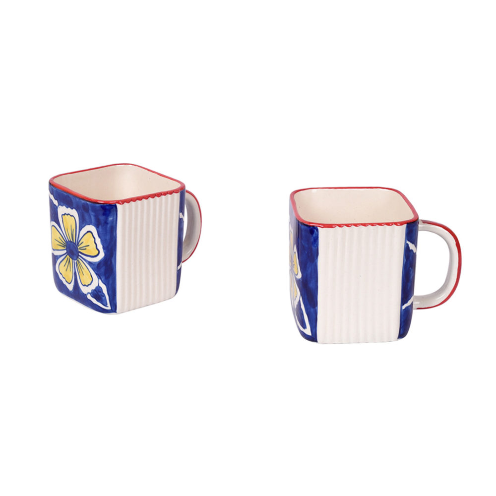 Moorni Flowers of Ecstasy Coffee Mugs Set of 4, Azure