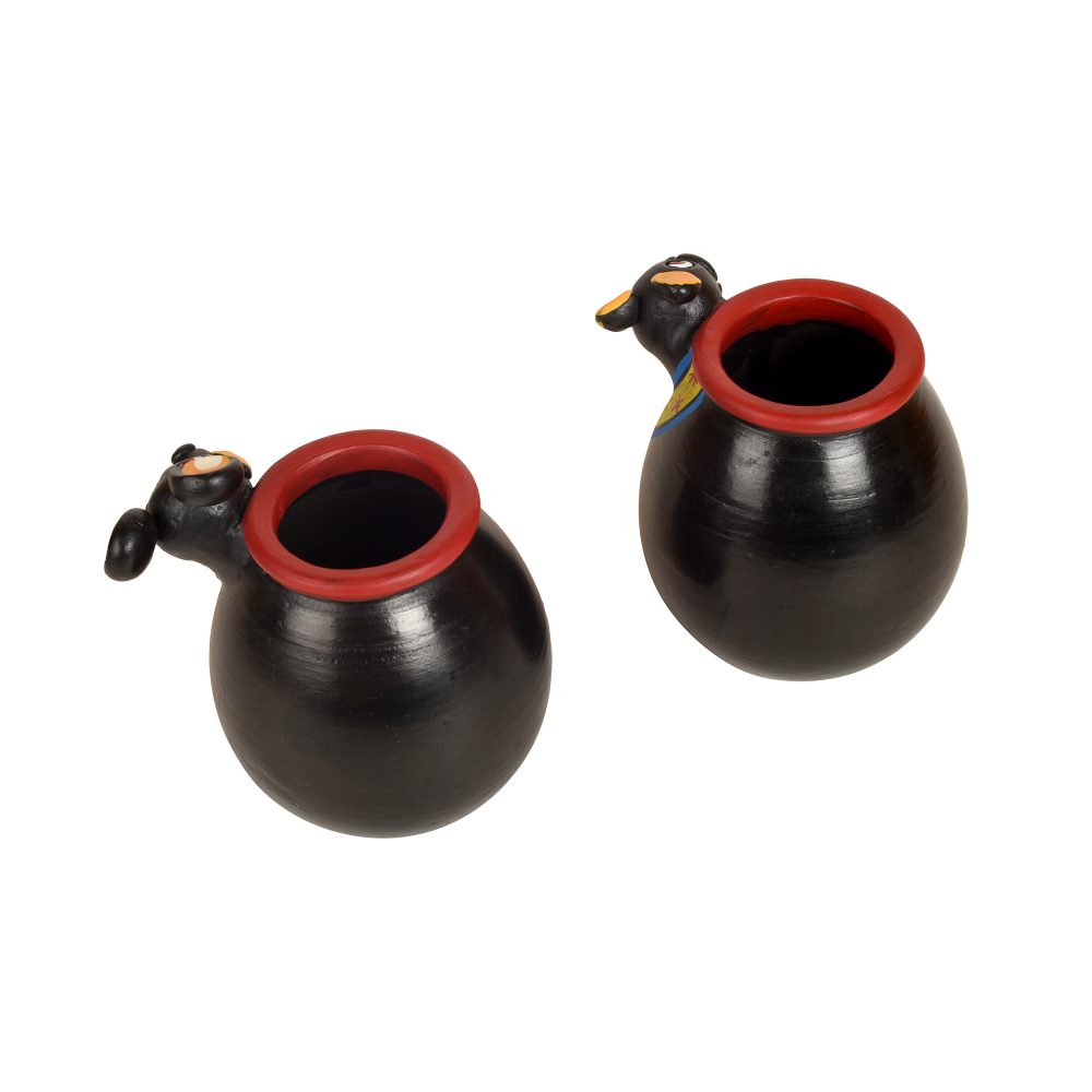 Moorni Animal Heads Multipurpose Pots (So2) in Black & Yellow (3x3x3.5/3x3x3.5x)