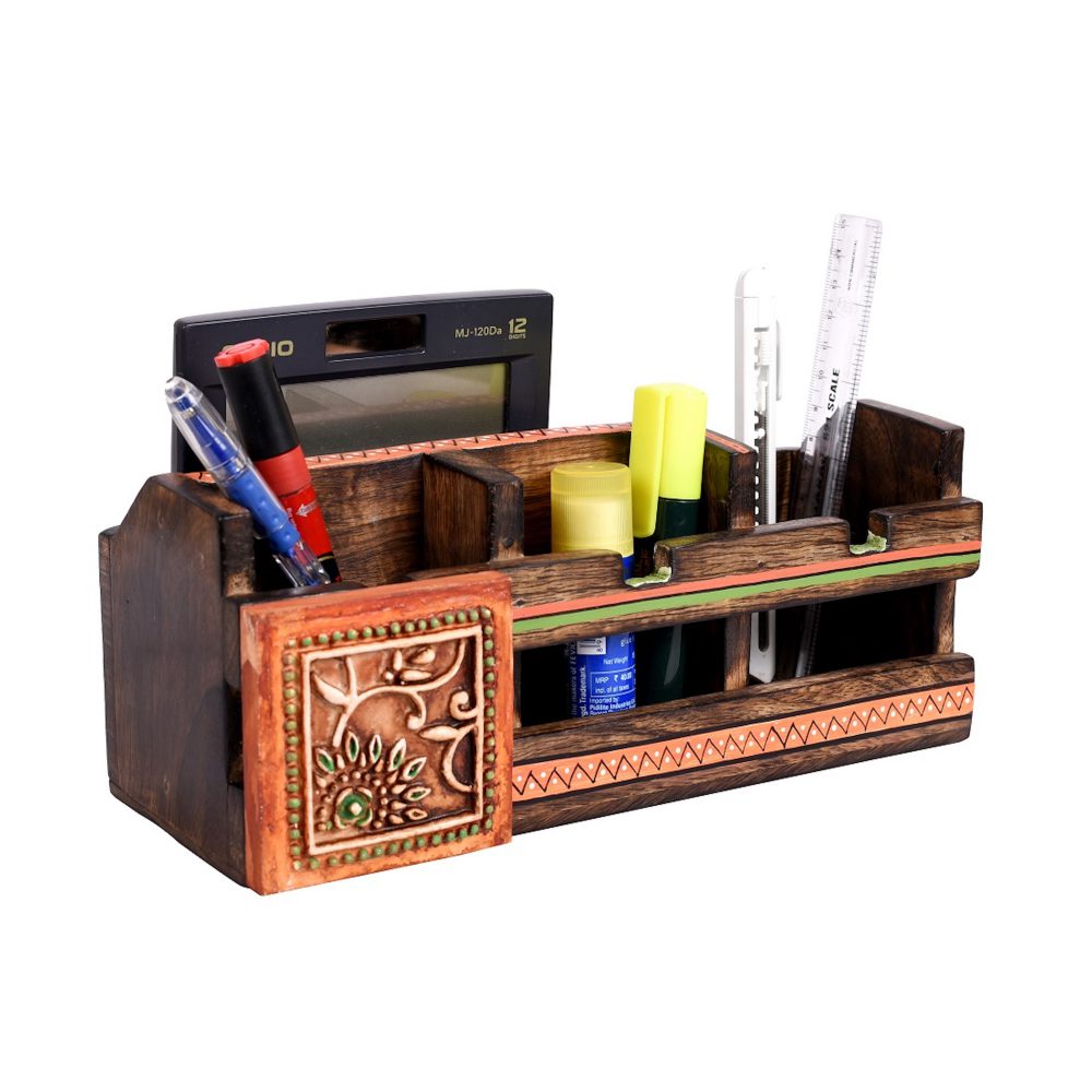 Moorni Pen Stand Handcrafted Wooden (10x4x4)