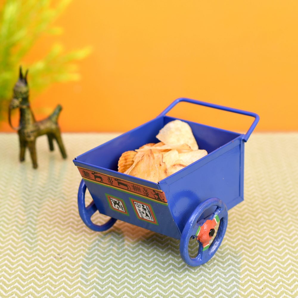 Moorni Funky Snacks Serving Food Cart in Blue Color (6x4.4x4)