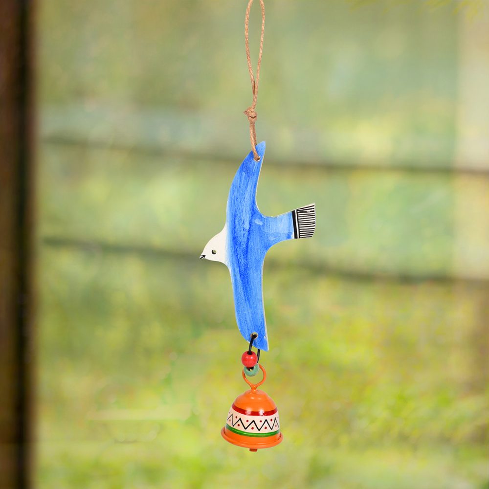 Moorni Blue Fly Bird Wind Chimes with Metal Bell for Home Decoration