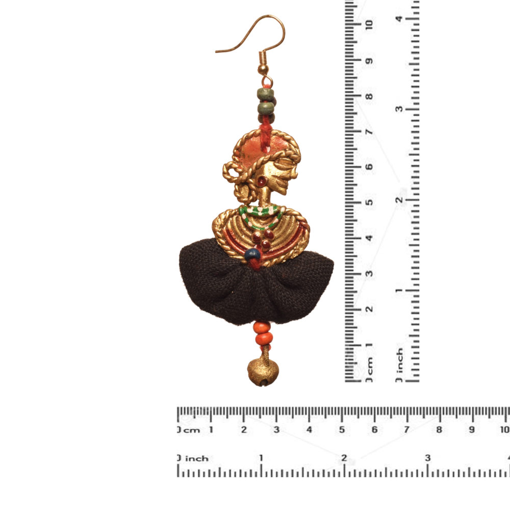Moorni The Dancing Empress Handcrafted Tribal Dhokra Earrings in Jet Black