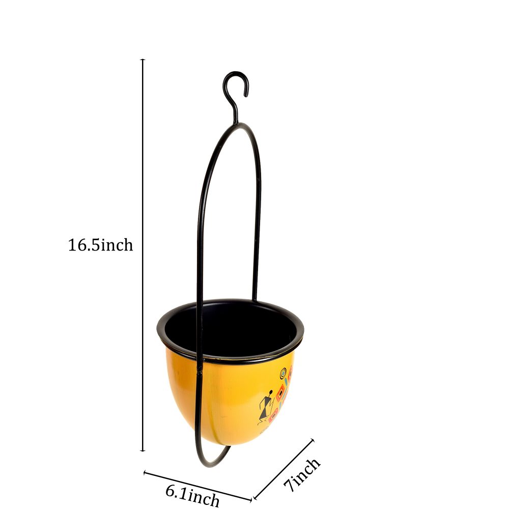 Moorni Yellow Hanging Planter (7x6x17)