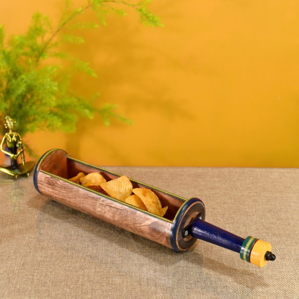 Moorni Midnight Blue Snacks Server in Tubular Shape