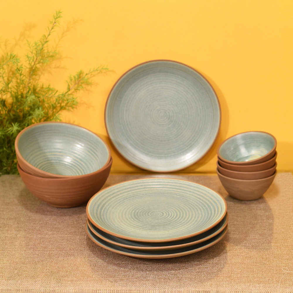 Moorni Desert Sand Dinner Set of 4 Plates, 2 Serving Bowl and 4 Sweet Bowls (SO10)