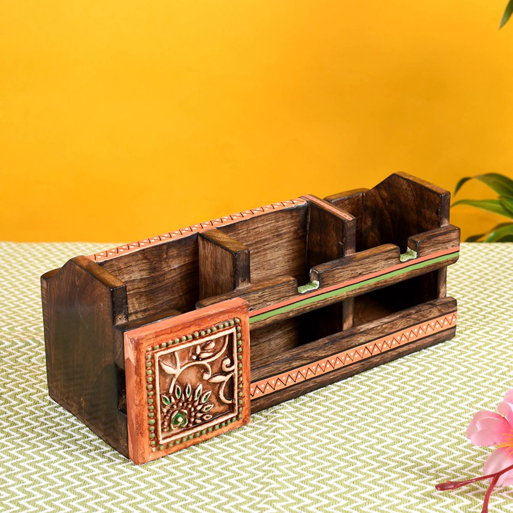 Moorni Pen Stand Handcrafted Wooden (10x4x4)