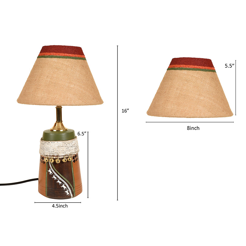 Moorni Hand Knitted Earthen Lamp with Jute Shade - (16x4.5 in)