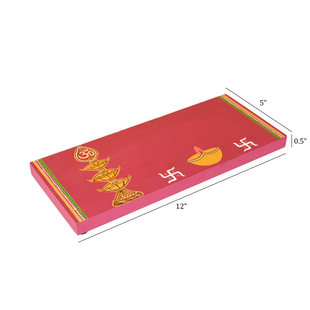 Moorni Laxmi Ganesh Puja Chowki in Shubh Red (12x0.5x5)