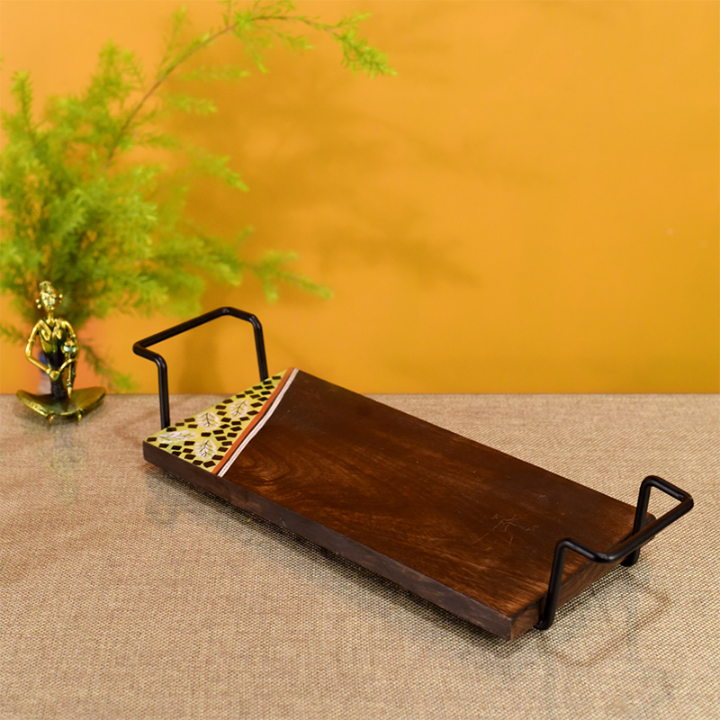 Moorni â€˜Leaf of Natureâ€™ Serving Platter in Rosewood - (17x6x3 in)