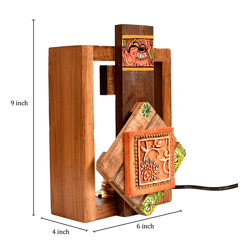 Moorni Wall Lamp Handcrafted in Wood with Tribal Motifs - (6x4x9 in)