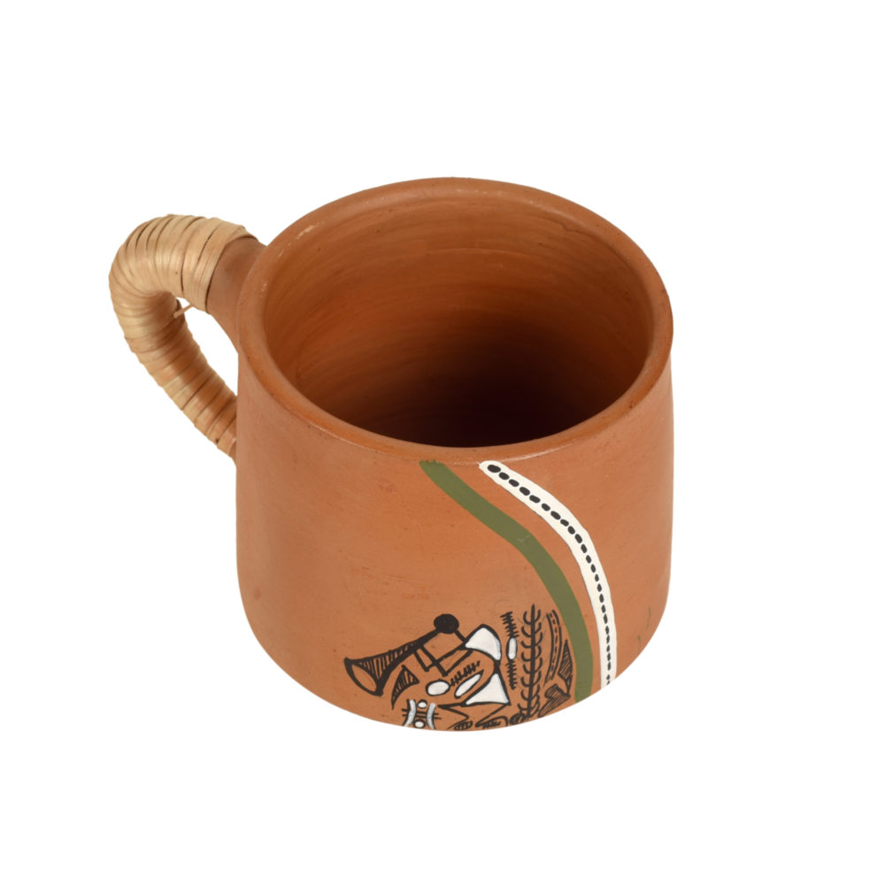 Moorni Knosh-J Earthen Cups with Caned Handle (Set of 6)