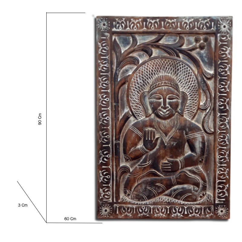 Moorni Large Buddha Wall Accent in Natural Wood