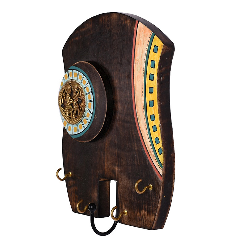 Moorni Key Holder Handcrafted Tribal Art 5 keys - (7x1.6x9.6 in)