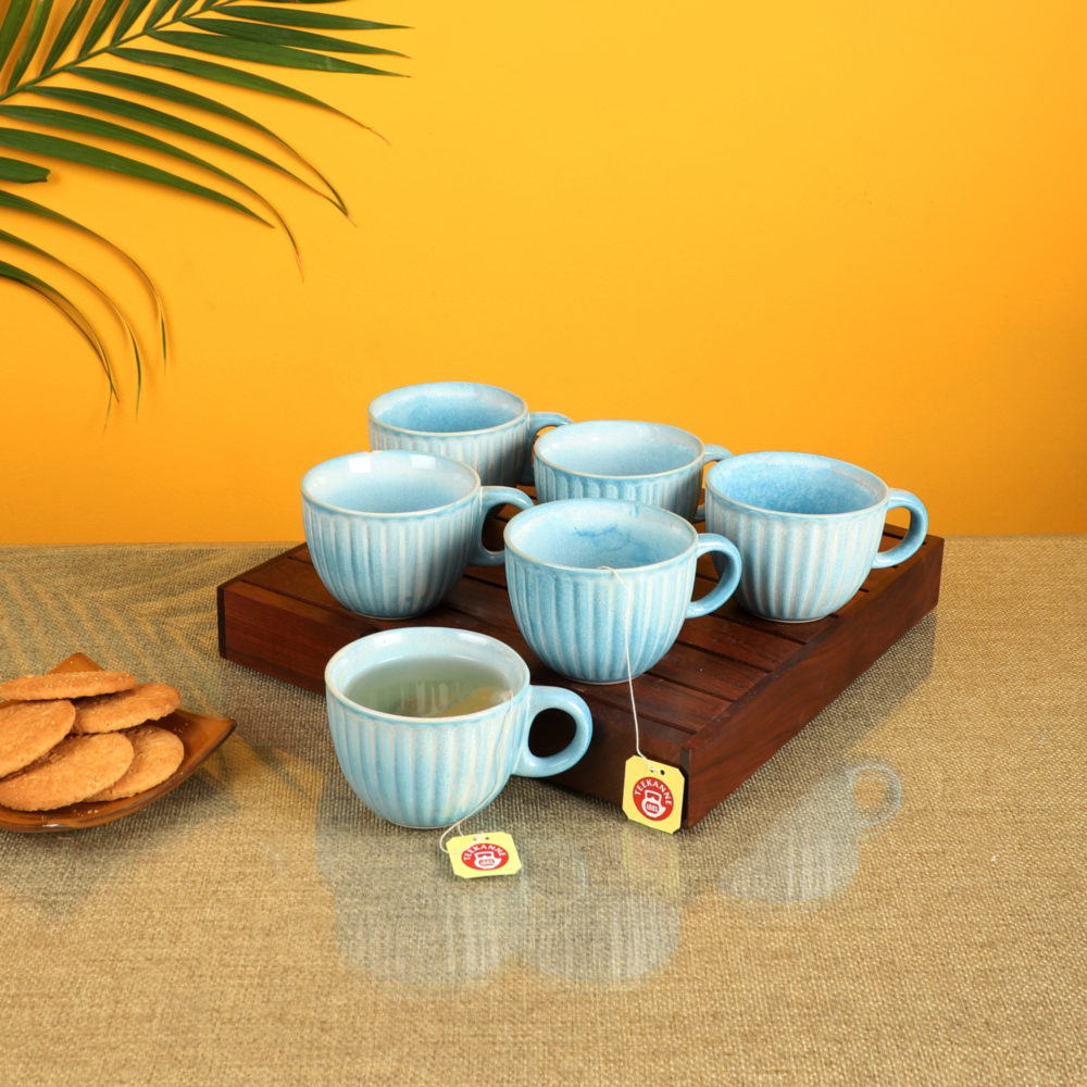 Moorni Cyan Blue Tea Cups Set of 6