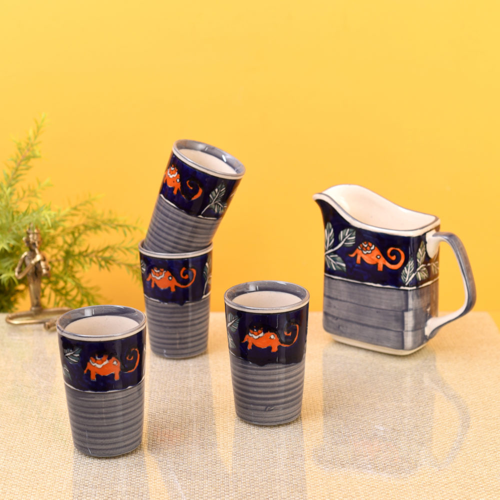 Moorni Morning Tuskers Drinking Glasses and Pitcher S05