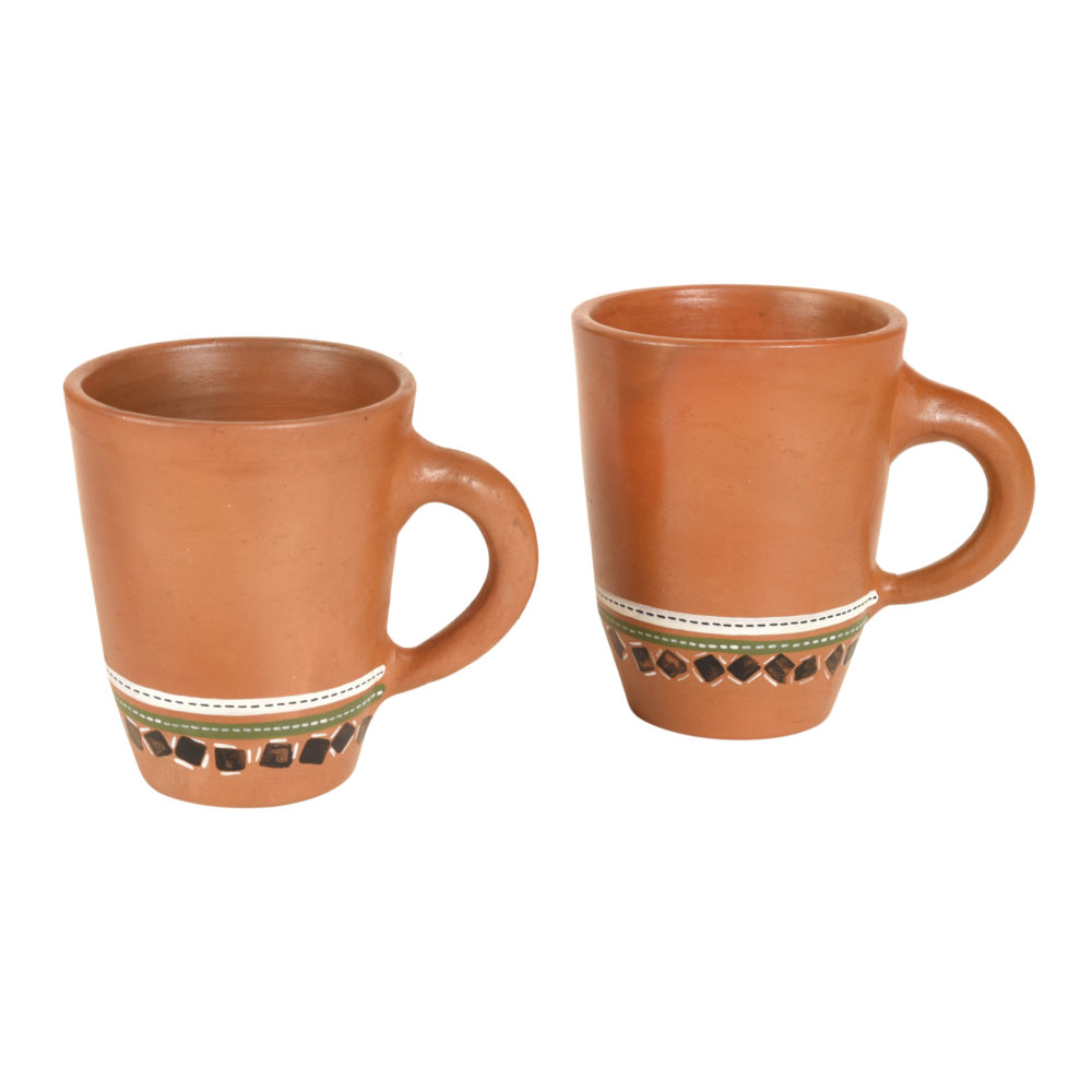 Moorni Knosh-4 Earthen Mugs with Tribal Motifs (Set of 2)