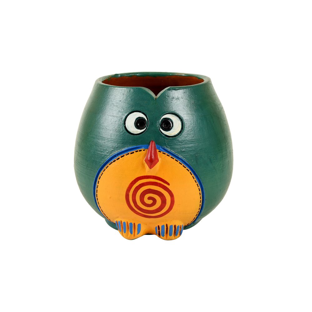 Moorni Blue Owl Earthen Planter (5x5x4)