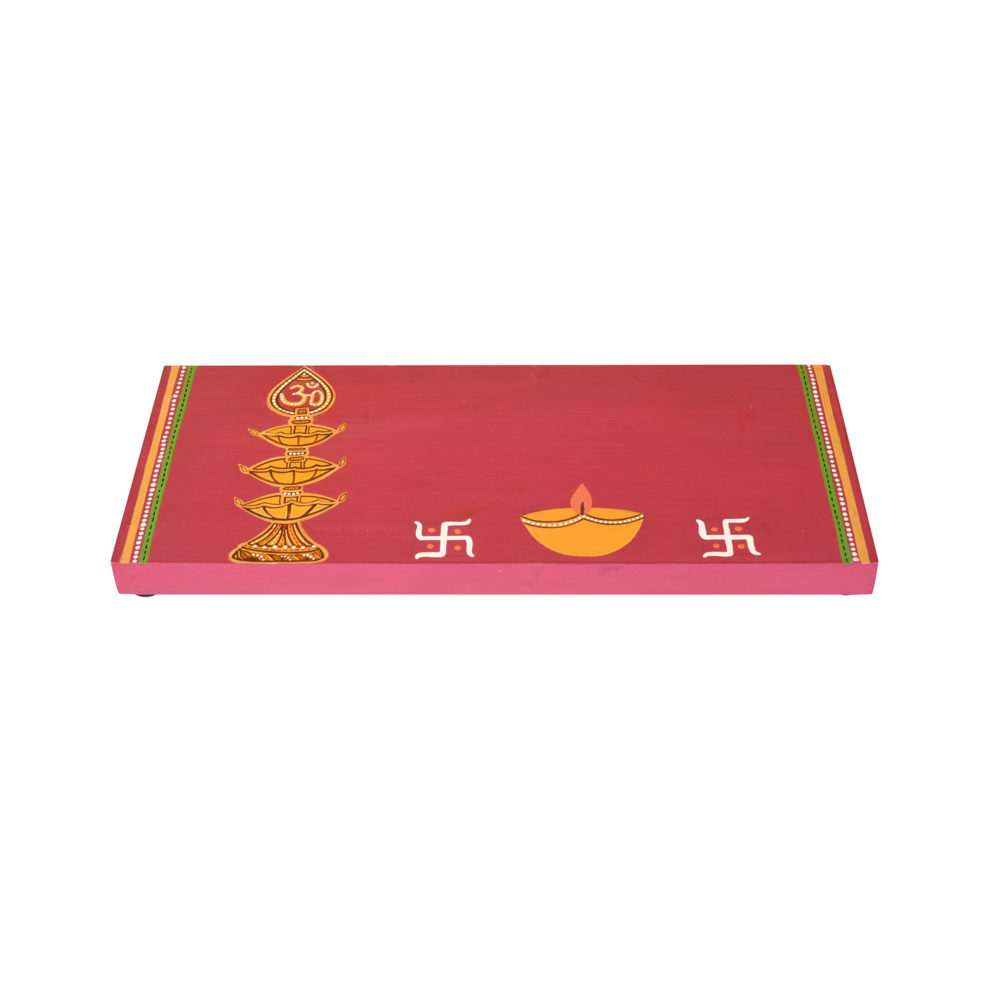 Moorni Laxmi Ganesh Puja Chowki in Shubh Red (12x0.5x5)