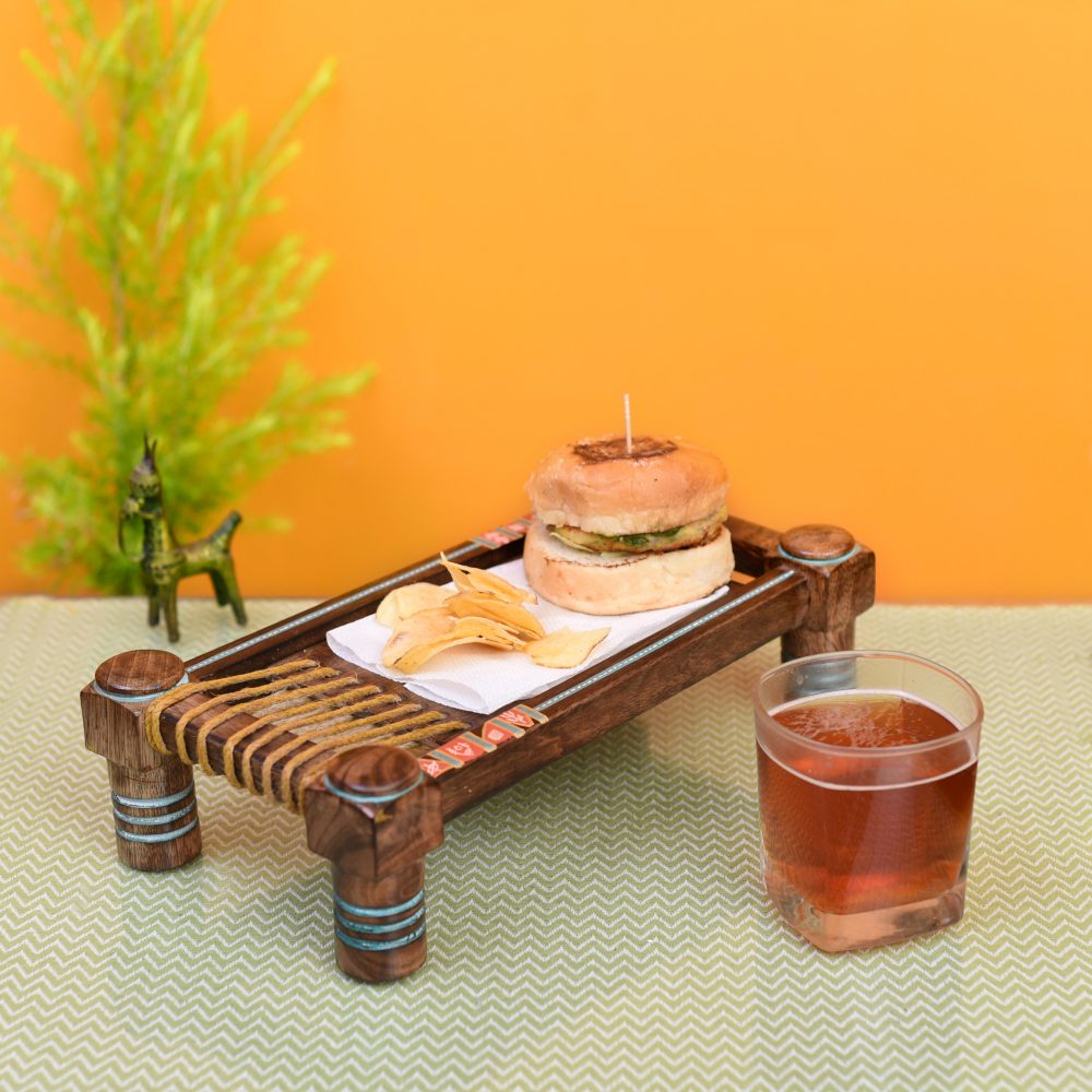 Moorni Exotic Wooden Charpai Stand (12.4x7x3.3)