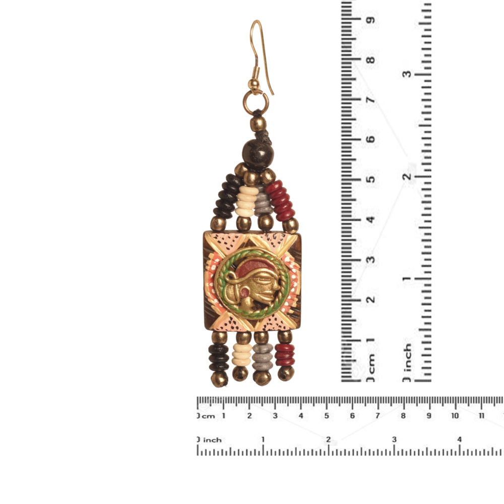 Moorni The Empress Handcrafted Tribal Dhokra Earrings in Multicolour