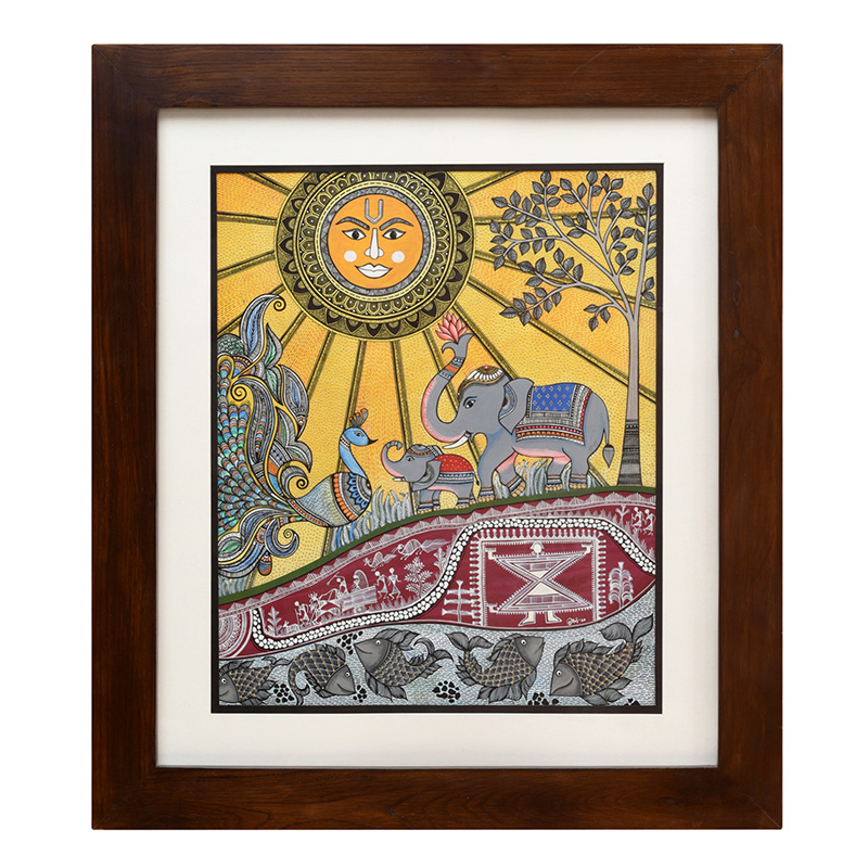Moorni Handpainted Fusions â€“ Madhubani & Dhokra Painting - (21x24 in)