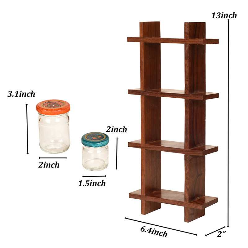 Moorni Wall Decor Ladder & 4 Spice Jars - (13x2x6 in)