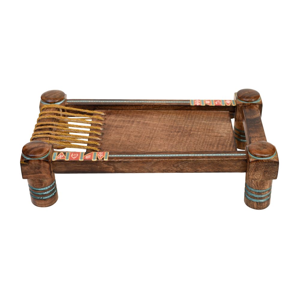 Moorni Exotic Wooden Charpai Stand (12.4x7x3.3)