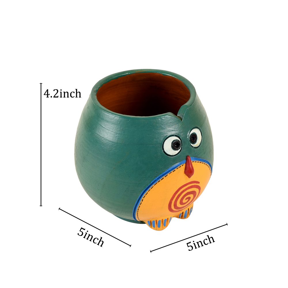 Moorni Blue Owl Earthen Planter (5x5x4)