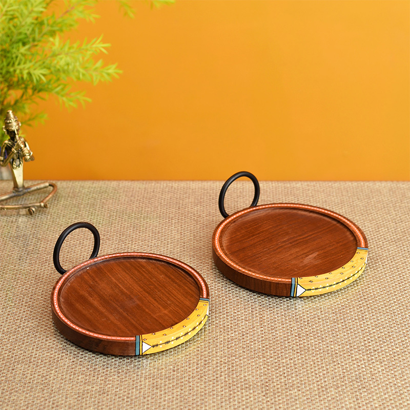 Moorni Ringo Round Snack Tray So2 with Metal Handle - (6x6x2.5 in)