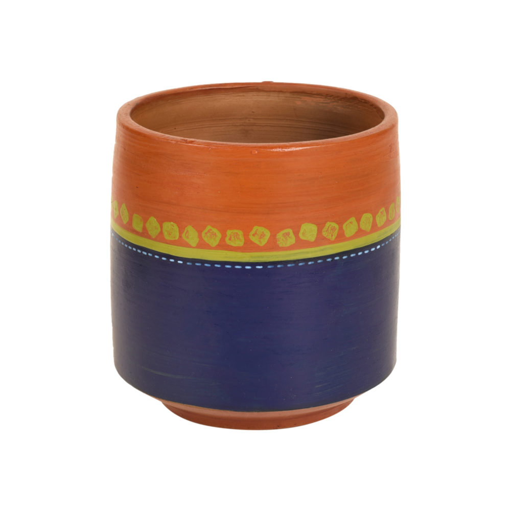 Moorni Blue-Brown Earthen Planter Pot (4.5x4.5x5)