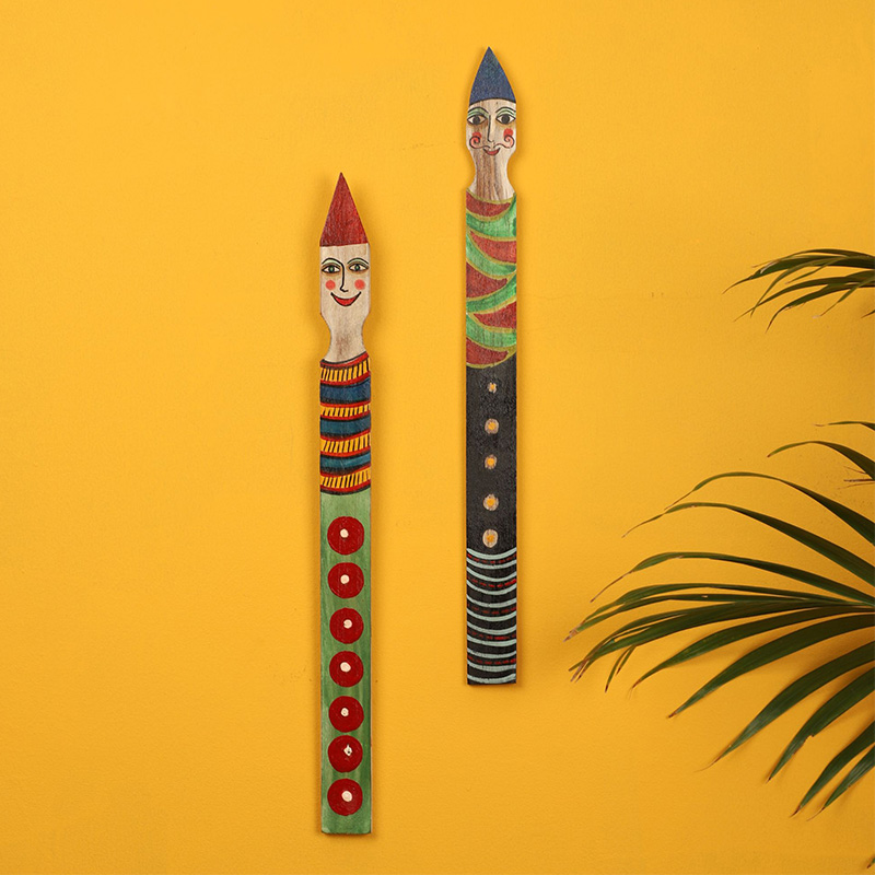 Moorni Funny N’ Honey Jokers Wall Decor Sticks (SO2) - (1.5x0.1x17 / 1.5x0.1x16.5 in)