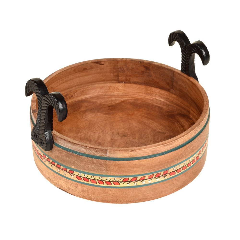 Moorni Rosho Fruit Basket Handcrafted in Mango Wood