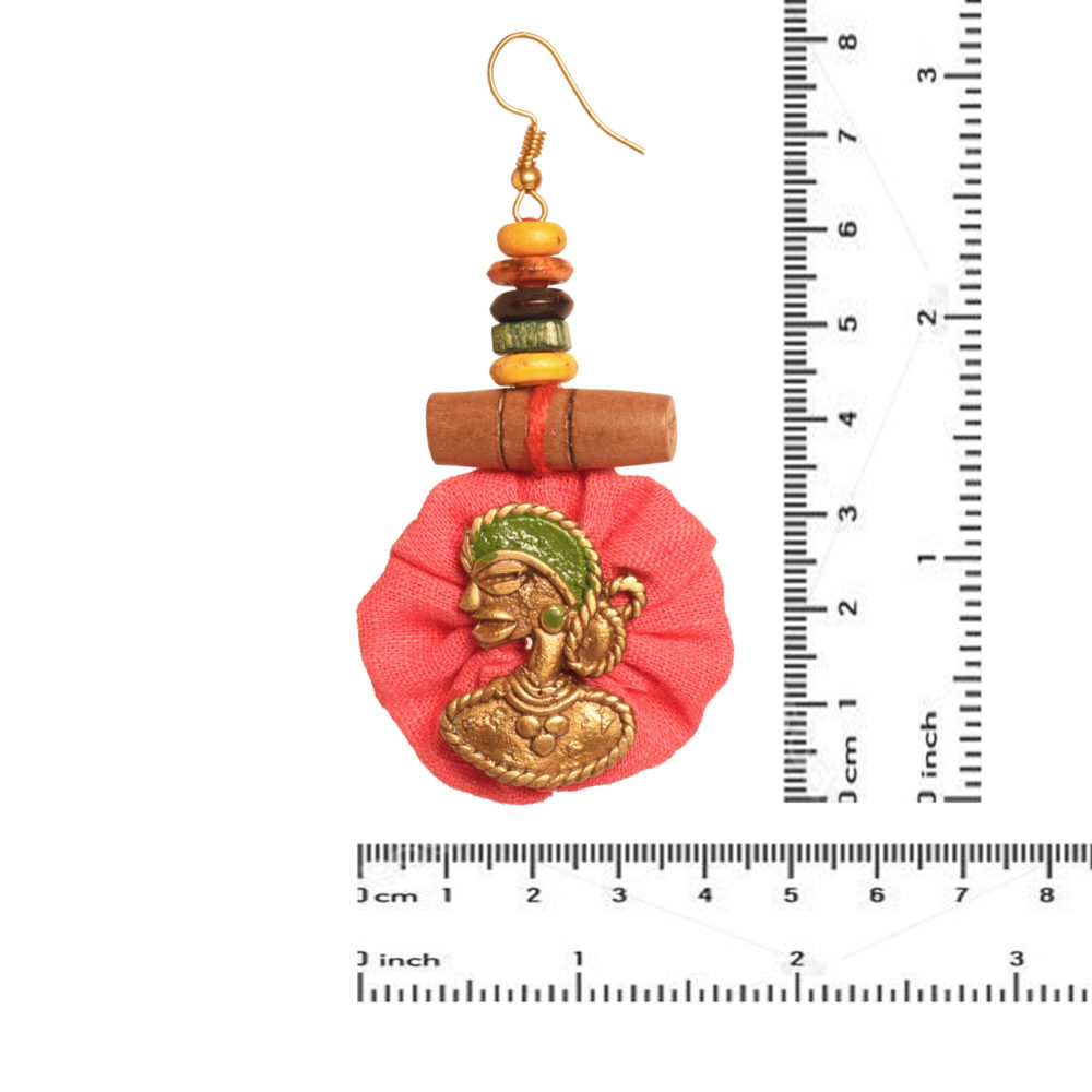 Moorni The Royal Empress Handcrafted Tribal Dhokra Round Earrings in Fuscia