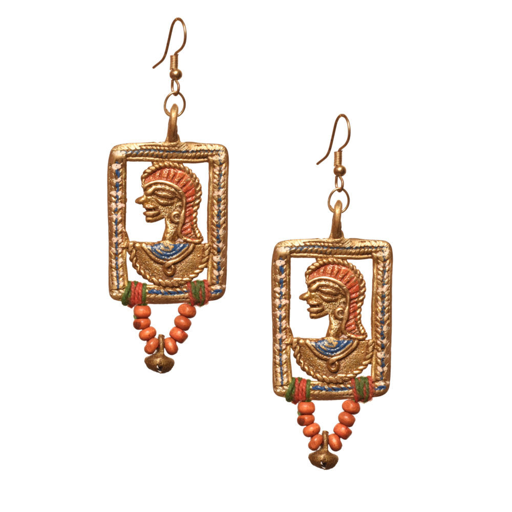 Moorni The Empress in Window Handcrafted Tribal Dhokra Earrings