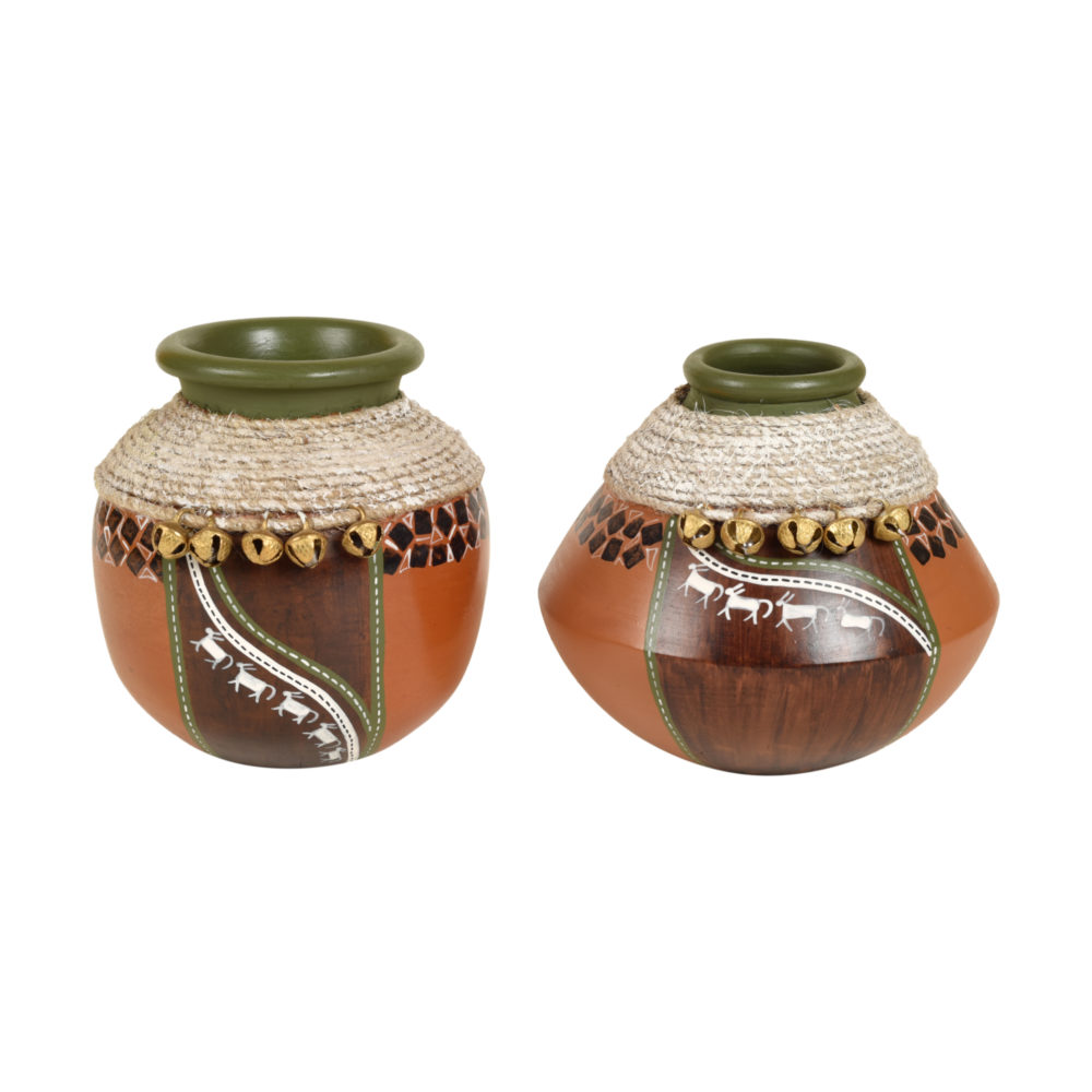 Moorni Coco-C Jute embellished Earthen Brown Pots x So2